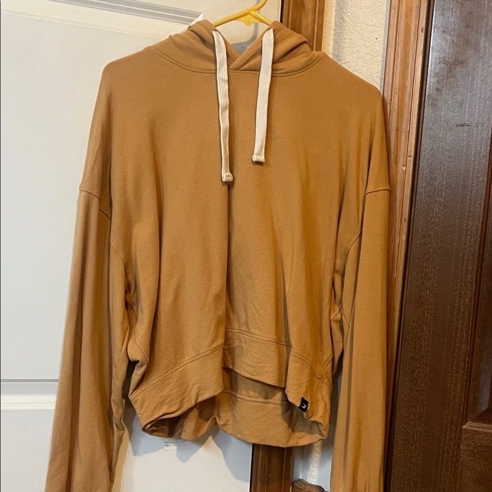 Glyder Tan Hoodie with White Drawstrings